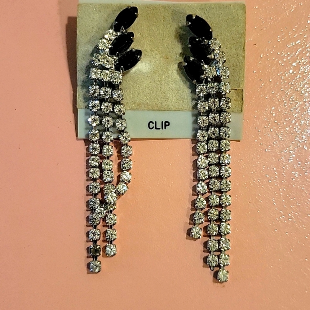 Rhinestone Clip on Earrings